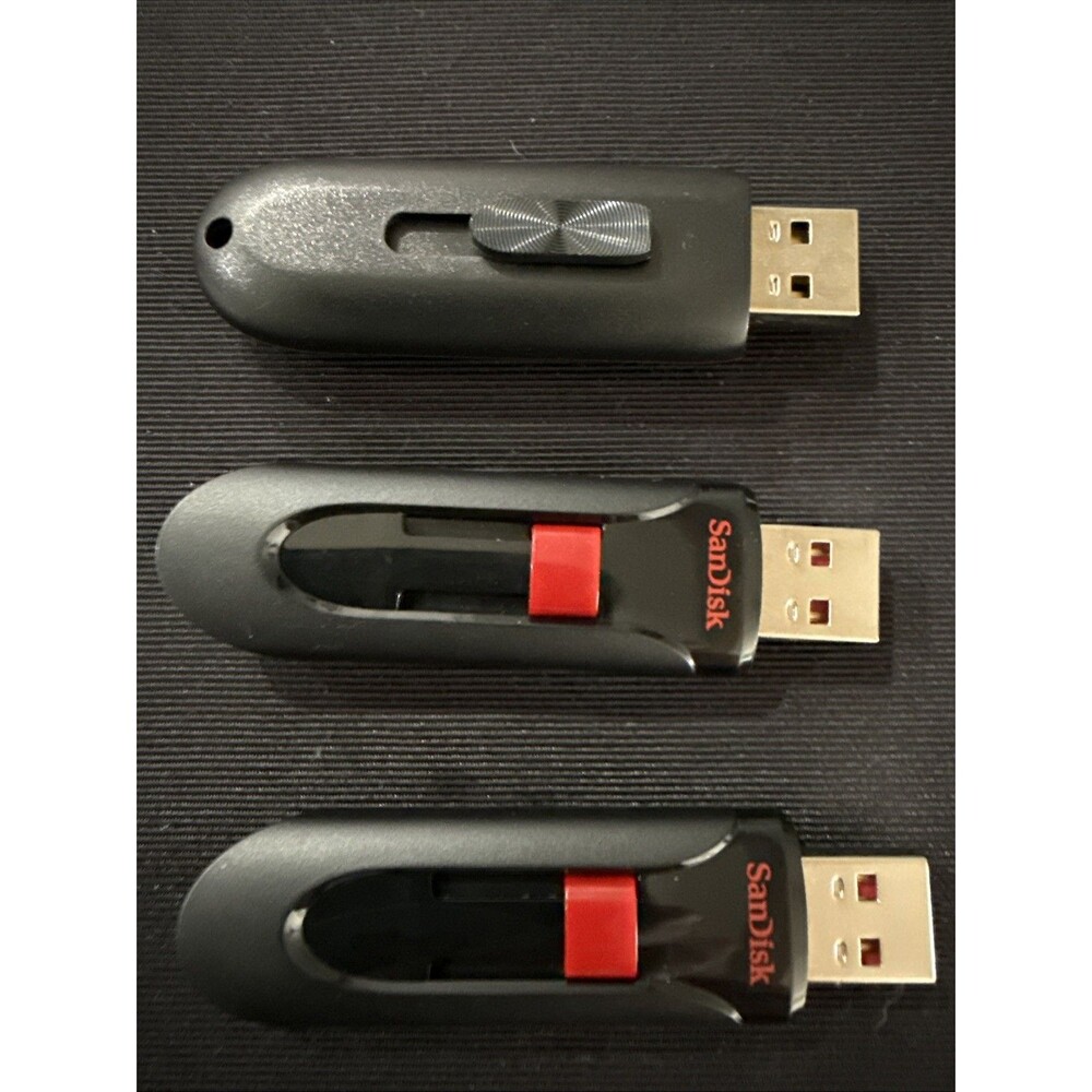 Set of 3x64 GB Sandisk/Onn USB Thumb Drives Reformatted